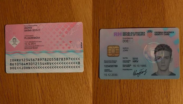 back and front Croatia ID Card in one image